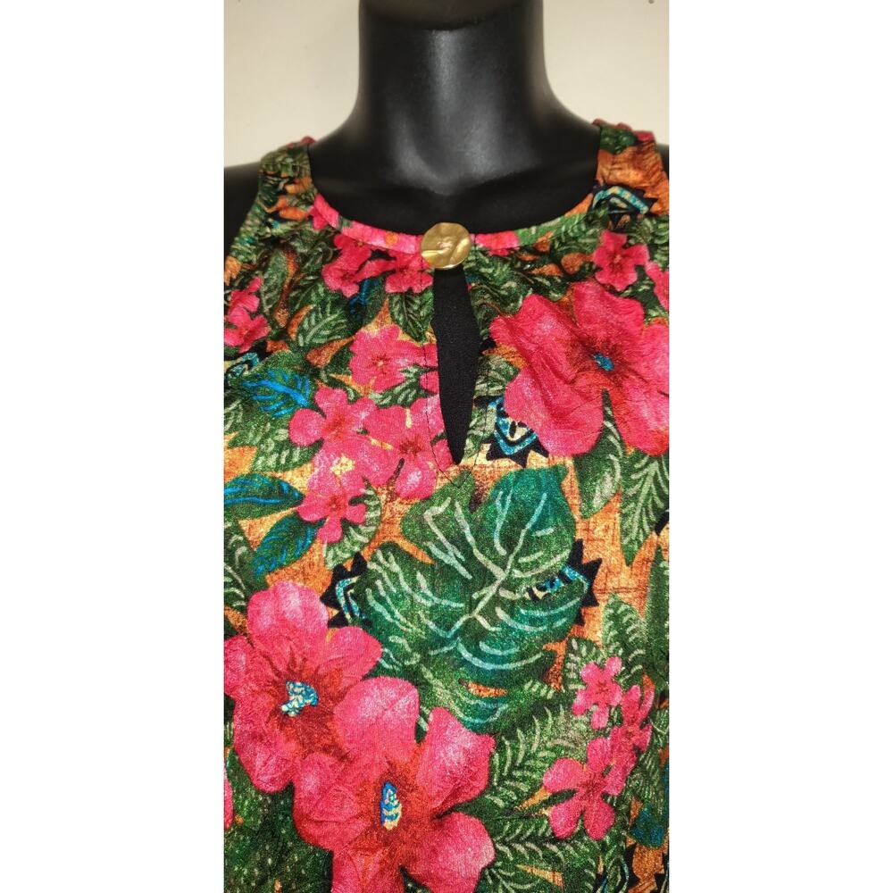 Vintage Athena Swimsuit Sz 8 Tropical Hawaiian Floral Keyhole Front USA - Picture 3 of 16